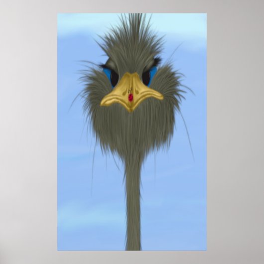 Funny Ostrich George en Cute Ladybug Poster (Voorkant)
