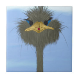 Funny Ostrich George en Cute Ladybug Tegeltje