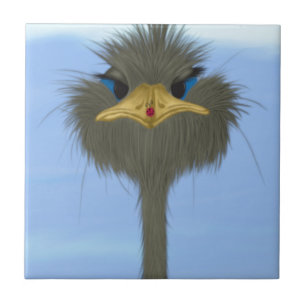 Funny Ostrich George en Cute Ladybug Tegeltje