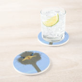 Funny Ostrich George en Cute Ladybug Zandsteen Onderzetter (Zijkant)