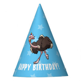 Funny Ostrich Happy Birthday Dancing Party Cartoon Feesthoedjes