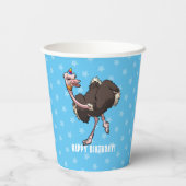 Funny Ostrich Happy Birthday Party Animal Cartoon Papieren Bekers (Achterkant)