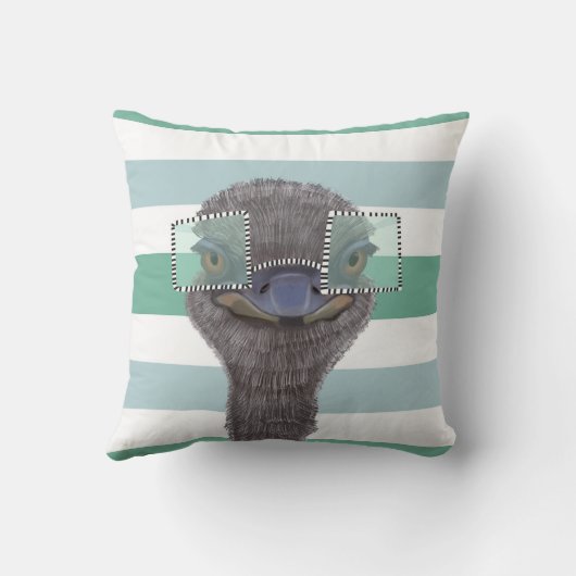Funny Ostrich met bril Kussen (Achterkant)