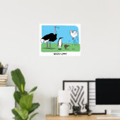 Funny Ostrich Penguin Kiwi die Show van kippen afv Poster (Thuiskantoor)