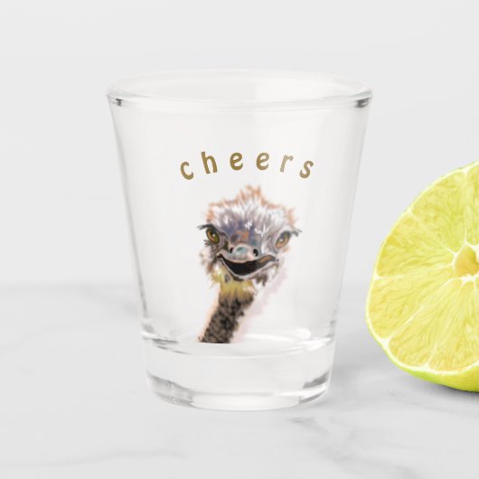 Funny Ostrich Shot Glass - Cheers Shot Glas (Voorkant)