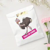 Funny Ostrich Thanks For Coming! Party Hat Cartoon Bedankzakje (Gezegeld)