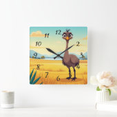Funny Ostrich Vierkante Klok (Huis)