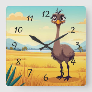 Funny Ostrich Vierkante Klok