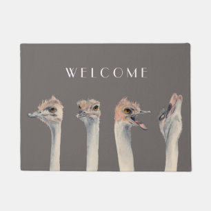 Funny Ostriches Waterverf Welkom Deurmat
