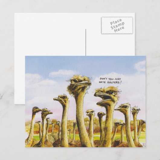 Funny Ostridge Briefkaart (Voorkant / Achterkant)
