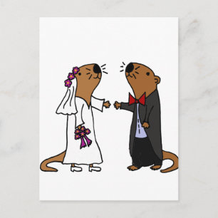 Funny Otter Bruiloft Cartoon Briefkaart