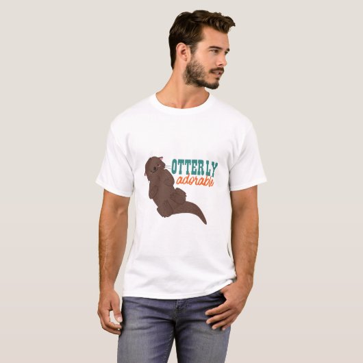 Funny Otter Cartoon Animal Schattig T-shirt (Voorkant volledig)