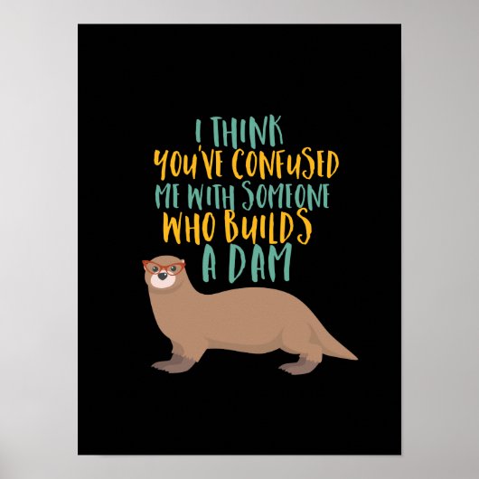 Funny Otter Cartoon Vertrouwd met Dam Beaver Poster (Voorkant)