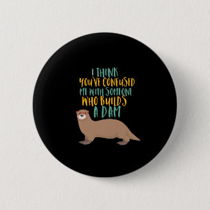 Funny Otter Cartoon Vertrouwd met Dam Beaver Ronde Button 5,7 Cm