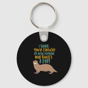 Funny Otter Cartoon Vertrouwd met Dam Beaver Sleutelhanger