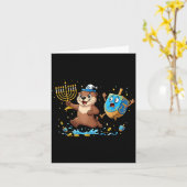 Funny Otter Dreidel Menorah Hanukkah Kids Womens M Kaart (Gele Bloem)