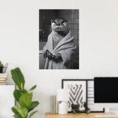 Funny Otter in Bathrobe Print, Bathroom Humor Poster (Thuiskantoor)
