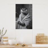 Funny Otter in Bathrobe Print, Bathroom Humor Poster (Keuken)