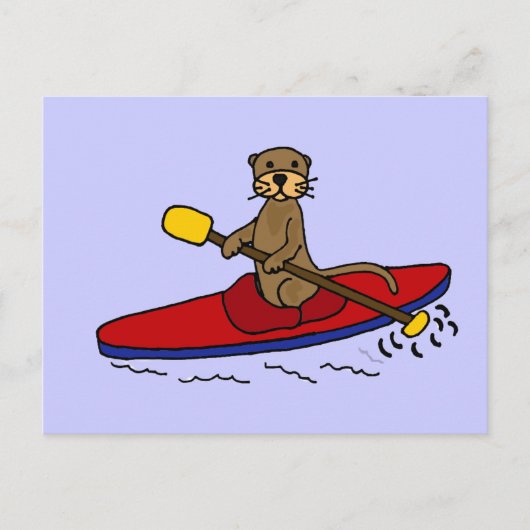 Funny Otter Kayaking Briefkaart (Voorkant)