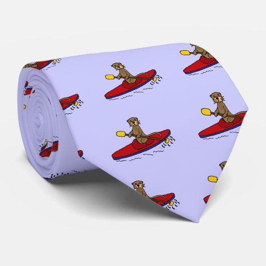 Funny Otter Kayaking Stropdas (Opgerold)