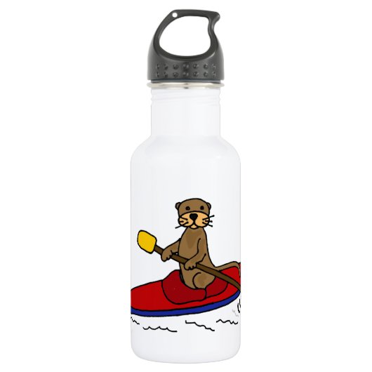 Funny Otter Kayaking Waterfles (Voorkant)