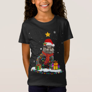 Funny Otter Kerstmis Boom Lichten Kerstmis T-shirt