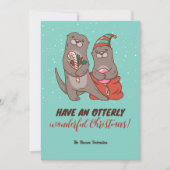 Funny Otter Pun Winter Holiday Merry Kerstmis Feestdagenkaart (Voorkant)