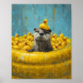 Funny Otter Rubber Duck Pool Poster (Voorkant)