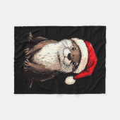 Funny Otter Santa Hat Xmas Otter Lovers Christmas  Fleece Deken (Voorkant (Horizontaal))