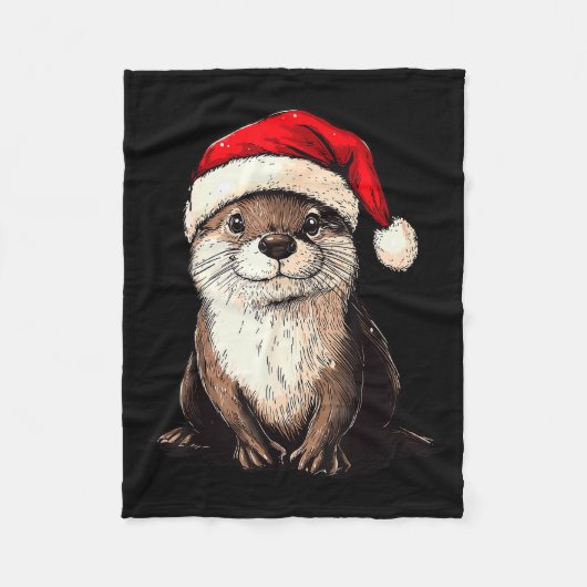 Funny Otter Santa Hat Xmas Otter Lovers Christmas  Fleece Deken (Voorkant)