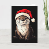 Funny Otter Santa Hat Xmas Otter Lovers Christmas  Kaart (Voorkant)