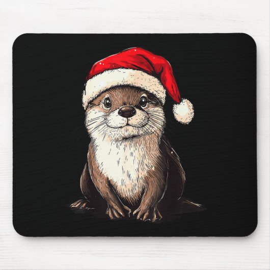 Funny Otter Santa Hat Xmas Otter Lovers Christmas  Muismat (Voorkant)