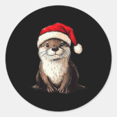 Funny Otter Santa Hat Xmas Otter Lovers Christmas  Ronde Sticker (Voorkant)