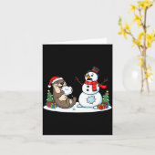Funny Otter Snowman Christmas Tree Xmas Womens Men Kaart (Gele Bloem)