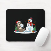 Funny Otter Snowman Christmas Tree Xmas Womens Men Muismat (Met muis)