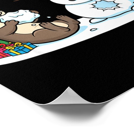 Funny Otter Snowman Christmas Tree Xmas Womens Men Poster (Hoek)