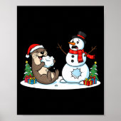 Funny Otter Snowman Christmas Tree Xmas Womens Men Poster (Voorkant)