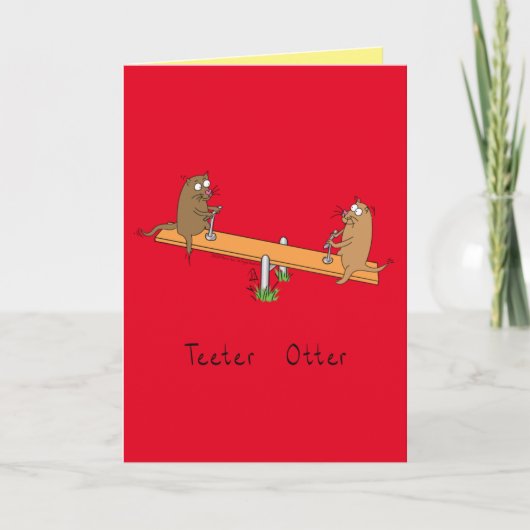 Funny Otter Teeter Totter Kinder Kaart (Voorkant)