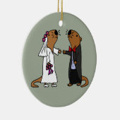 Funny Otter Wedding Cartoon Keramisch Ornament (Rechts)