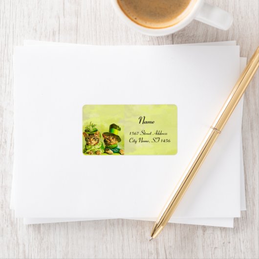 FUNNY OUDE FASHION ST PATRICK'S DAY CATS ETIKET (Insitu)