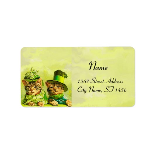 FUNNY OUDE FASHION ST PATRICK'S DAY CATS ETIKET (Voorkant)