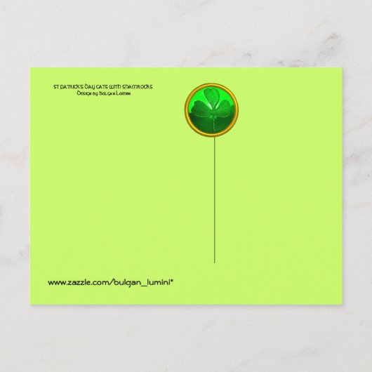 FUNNY OUDE FASHION ST.PATRICK'S DAY CATS MET HEART BRIEFKAART (Achterkant)