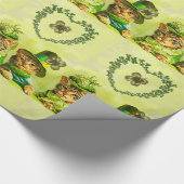 FUNNY OUDE FASHION ST.PATRICK'S DAY CATS MET HEART CADEAUPAPIER (Hoek)