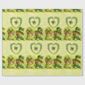 FUNNY OUDE FASHION ST.PATRICK'S DAY CATS MET HEART CADEAUPAPIER (Vlak)