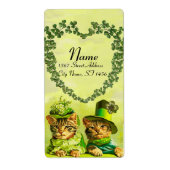 FUNNY OUDE FASHION ST PATRICK'S DAY CATS, Shamrock Etiket (Voorkant)