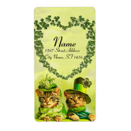 FUNNY OUDE FASHION ST PATRICK'S DAY CATS, Shamrock Etiket