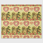 FUNNY OUDE FASHION VALENTIJNSDAG CATS, Hart, Rozen Cadeaupapier (Vlak)