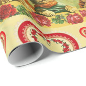 FUNNY OUDE FASHION VALENTIJNSDAG CATS, Hart, Rozen Cadeaupapier (Rol Hoek)