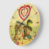FUNNY OUDE FASHION VALENTIJNSDAG CATS, Hart, Rozen Grote Klok (Hoek)