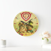 FUNNY OUDE FASHION VALENTIJNSDAG CATS, Hart, Rozen Grote Klok (Huis)